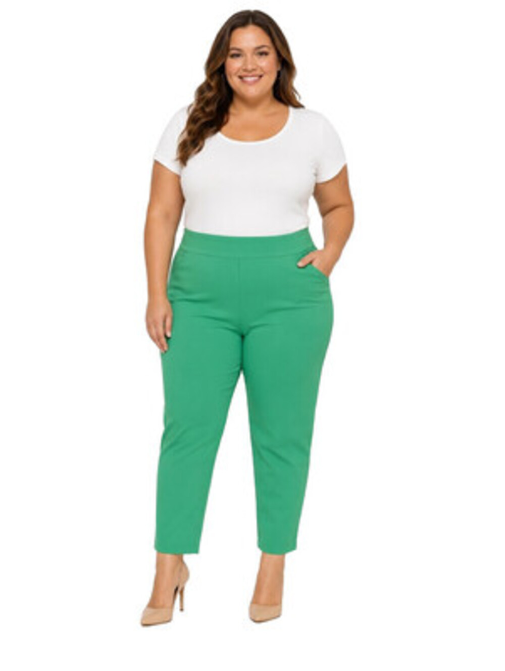 Cato EST. 1946 Women's Hi-Rise Slim Ankle Pants 22WP Green Stretch Pull-On